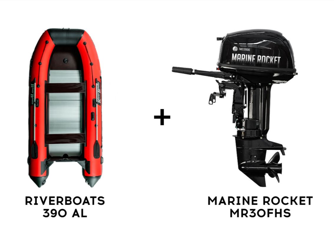 Лодка ПВХ RIVERBOATS 390 AL + 2х-тактный лодочный мотор MARINE ROCKET MR30FHS